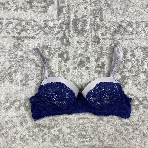 Victoria’s Secret Bra Dream Angels Lined Demi Blue Lace Women’s Bra Size 32B - Picture 1 of 6